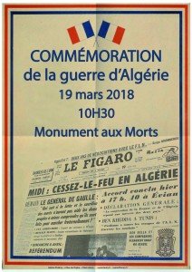 Cérémonie 56ème anniversaire du "cessez le feu en Algérie" @ Monument aux Morts  | Héricy | Île-de-France | France