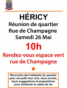 Réunion de quartier rue de champagne @ espace vert  | Héricy | Île-de-France | France