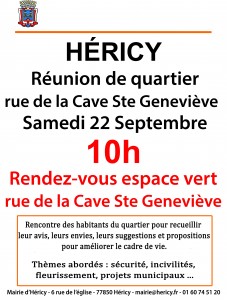 Réunion de quartier @ l'espace vert au niveau de la cave Sainte Geneviève 