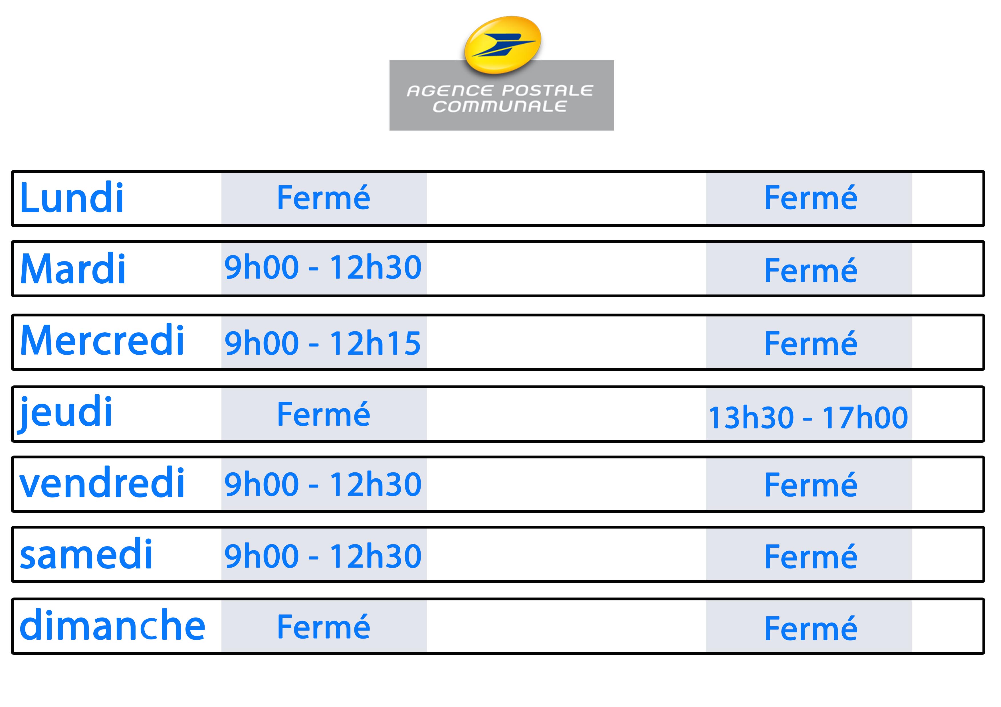 Horaires poste aubière