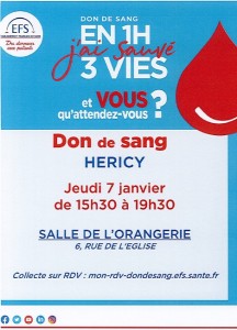 Don du Sang: Réservez en ligne ! @ salle de l'orangerie