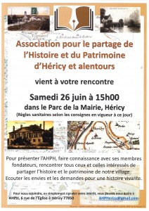Rencontre association pour le partage de l’Histoire et du Patrimoine d’Héricy et alentours @ Parc de la mairie