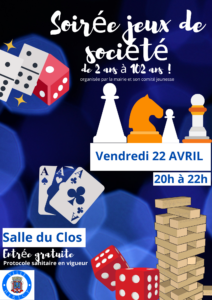 Soirée jeux de société @ Salle du Clos