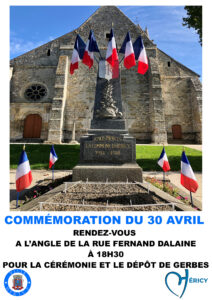 Commémoration du 30 avril @ Angle de l'avenue Fernand Dalaine
