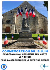 Commémoration du 18 juin @ Monument aux Morts